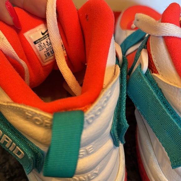 Nike Air Raid Sneakers white automic mango and turbo green 652359 EUC 10.5 - Picture 11 of 16